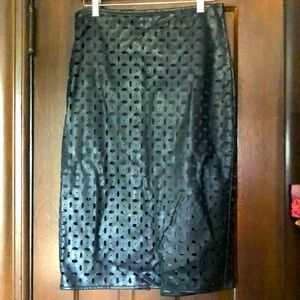 Black perforated #veganleather pencil skirt from Banana Republic size 4